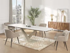 Tapis shaggy en relief à poils longs - 160 x 230 cm - Blanc cassé - MAZE