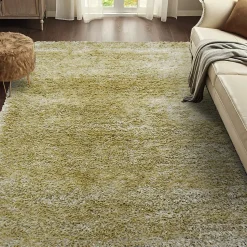 Tapis shaggy fait main motif uni MALAIDORY, Écru, beige
