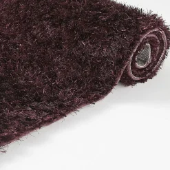 Tapis shaggy fait main motif uni MALAIDORY, violet