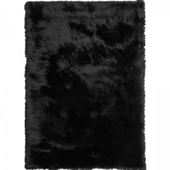 Tapis shaggy fait main motif uni SG FIN, noir