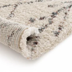 Tapis shaggy tissé motif berbère AURORA 1, Ecru, beige