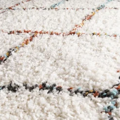Tapis shaggy tissé motif berbère CHROMA 2, crème, jaune, rouge