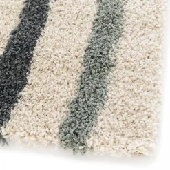 Tapis shaggy tissé motif géométrique AURORA 4, bleu, beige, jaune