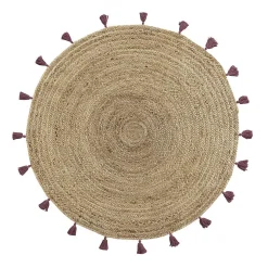 Tapis Shira - tapis rond à pompons - Douceur d'Intérieur - Tapis