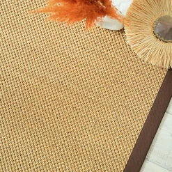 Tapis sisal - Kidara chaume - Ganse marron - 200 x 200 cm