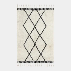 Tapis style Berbère avec franges - Tribal - Blanc cassé - 120 x 160 cm