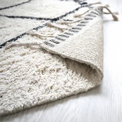 Tapis style Berbère avec franges - Tribal - Blanc cassé - 120 x 160 cm