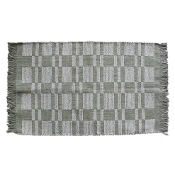 Tapis tissé en coton vert kaki L.90 x l.60 cm Ornami