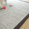 Tapis tissé plat - Java Chevron blanc - Ganse coton anthracite - 80 x 150 cm