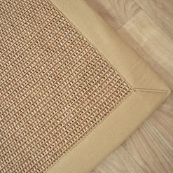 Tapis tissé plat - Lombok naturel - Ganse coton beige - 200 x 200 cm