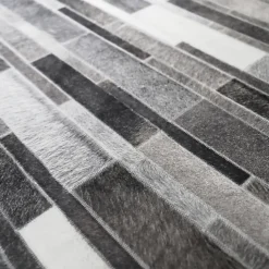 Tapis toucher soft - Imprimé peau de vache - Parement gris - 60 x 90 cm