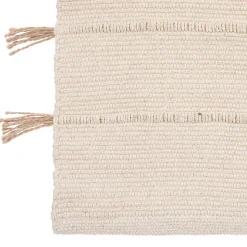 Tapis Tula en coton avec pompon en jute 60x90cm- Noir- Atmosphera