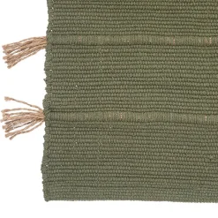Tapis Tula en coton avec pompon en jute 60x90cm- Noir- Atmosphera