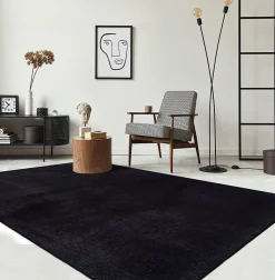 Tapis uni antidérapant lavable Noir - 80 x 150 cm - RELAX