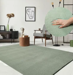 Tapis uni antidérapant lavable Vert - 240 x 340 cm - RELAX