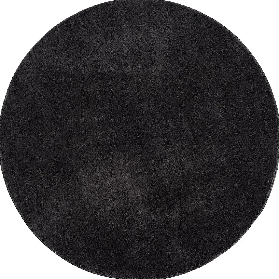 Tapis uni antidérapant lavable Noir - 120 cm Ronde - RELAX