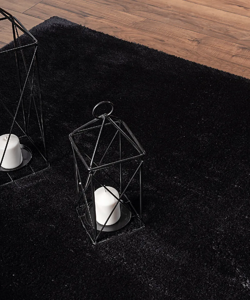 Tapis uni antidérapant lavable Noir - 120 cm Ronde - RELAX