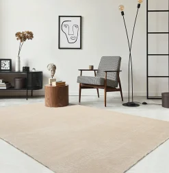Tapis uni antidérapant lavable Beige - 160 x 220 cm - RELAX