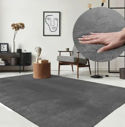 Tapis uni antidérapant lavable Anthracite - 300 x 400 cm - RELAX