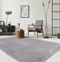 Tapis uni antidérapant lavable Gris - 160 x 220 cm - RELAX