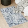 Tapis vintage design à poils courts en laine synthétique et feutre résistant et lavable