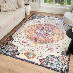 Tapis Vintage Oriental - LYN3 MED Couleurs vives, Orange, rose, bleu