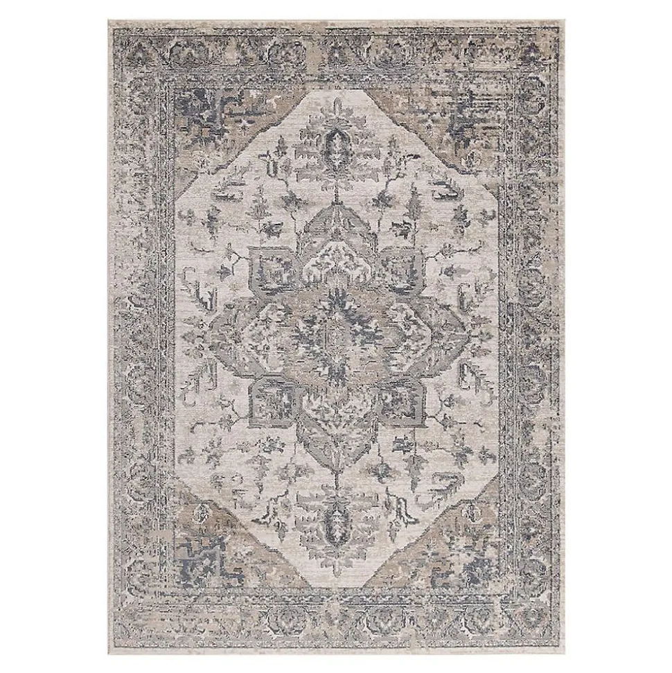 Tapis vintage rectangle rayé beige Gobi 230x160 CM - Beige clair
