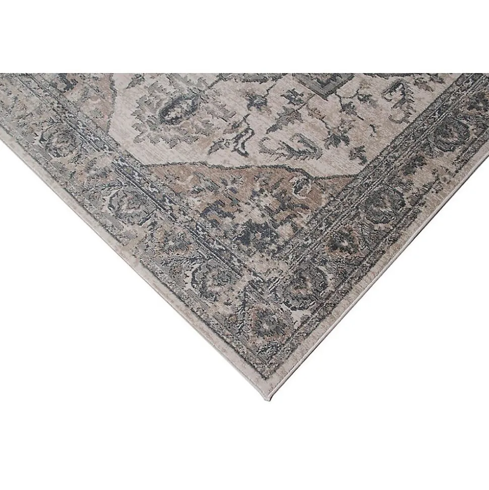 Tapis vintage rectangle rayé beige Gobi 230x160 CM - Beige clair