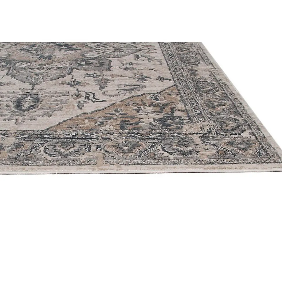 Tapis vintage rectangle rayé beige Gobi 230x160 CM - Beige clair