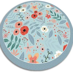 Tapis vinyl rond pour la salle à manger Tulup fi100 cm Facile d'entretien Fleurs des prés