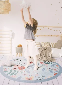 Tapis vinyl rond pour la salle à manger Tulup fi100 cm Facile d'entretien Fleurs des prés