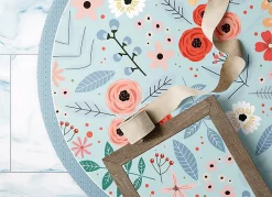 Tapis vinyl rond pour la salle à manger Tulup fi150 cm Facile d'entretien Fleurs des prés
