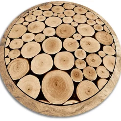 Tapis vinyl rond pour le salon Tulup fi100 cm Facile d'entretien Coupe transversale du tronc