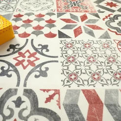 Tapis Vinyle - Carreaux de ciment - Rouge brique - 100 x 200 cm