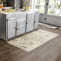 Tapis Vinyle - Carreaux de ciment - Noir - 100 x 160 cm
