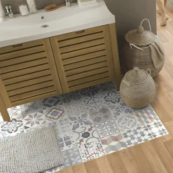 Tapis Vinyle - Carreaux de ciment - Naturel - 100 x 160 cm