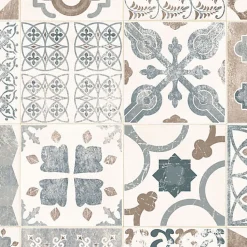 Tapis Vinyle - Carreaux de ciment - Naturel - 100 x 160 cm