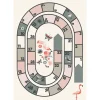 Tapis vinyle motif jeu de l'oie rose, gris et blanc L.95 x l.66 cm x ep. 2 mm