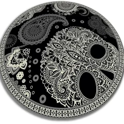 Tapis vinyle rond Tulup fi150 cm Facile d'entretien Crâne