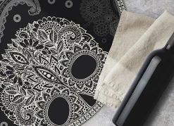 Tapis vinyle rond Tulup fi150 cm Facile d'entretien Crâne