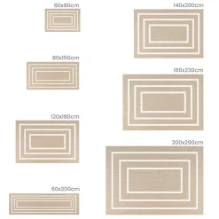 Tapis vinyle tressé Premium de Haute Qualité Tapis de chambre Lavable antidérapant et résistant Rectangles blancs 60x90 cm