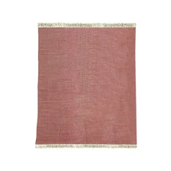 Tapis 150x200 cm tissé en coton rouge à franges - CLIFFORD 2987