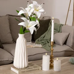 Tige de 4 lys artificielle Jago blanc H80cm - Atmosphera