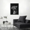 Toile encadrée léopard de profil noir et blanc, brillant, cadre noir 50 x 70cm Dada Art