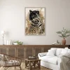 Toile encadrée léopard majestueux, brillant, cadre effet bois 50 x 70cm Dada Art