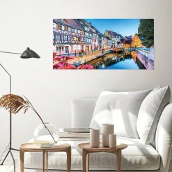 Toile imprimée Bank montée sur châssis bois en pin 50x100 cm
