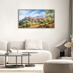 Toile imprimée Corsica montée sur châssis bois en pin 50x100 cm