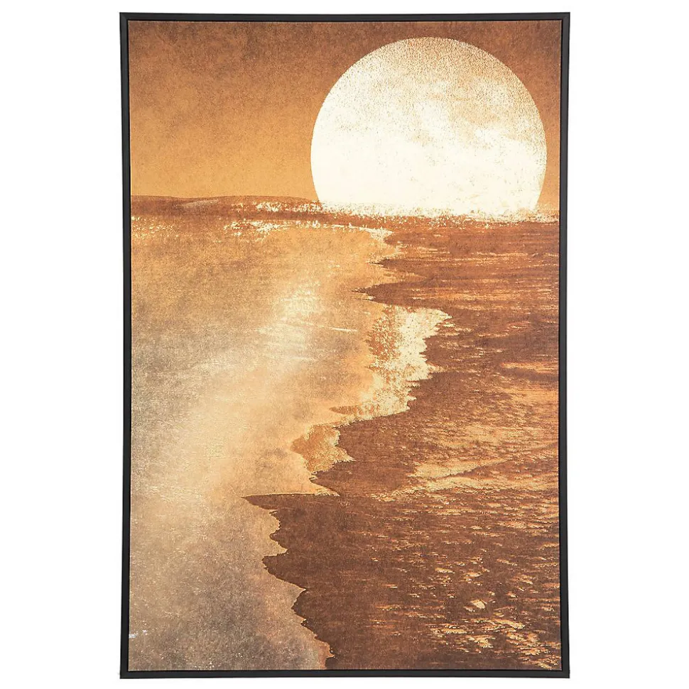 Toile imprimée encadrée Soleil - bois - 60x90 cm - Atmosphera