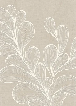 Toile imprimée feuille tissé & relief Dada Art l.50 x H.70 cm beige
