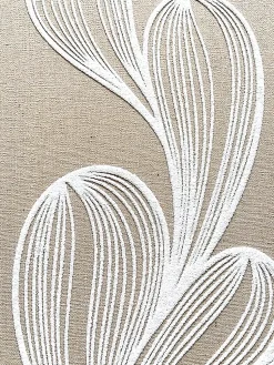 Toile imprimée feuille tissé & relief Dada Art l.50 x H.70 cm beige